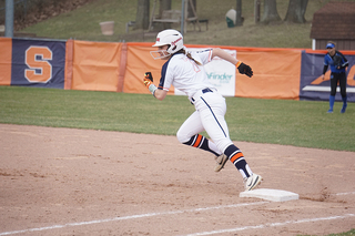 Jessica Skladal takes off from first base. 